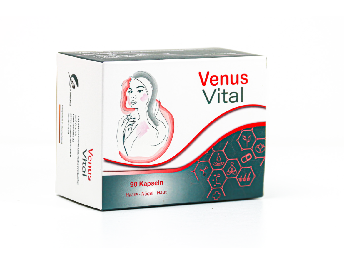 VENUS VITAL von YAS Medica mit Zink für Haare_Haut_Nägel, Biotin hochdosiert und Folsäure für gesunde und schöne Haare, Nägel und Haut. Nahrungsergänzungsmittelaus der Apotheke , hochwertige Mikronährstoffe aus Reinsubstanzen. 