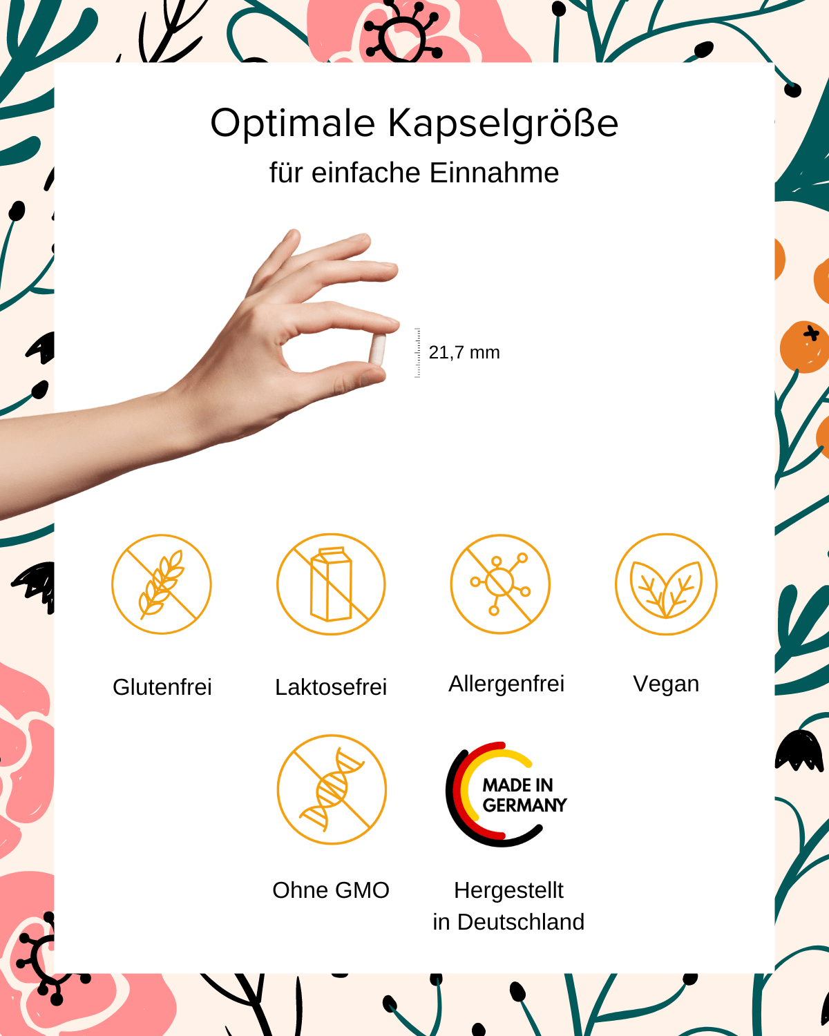 Vorteile dieses Produkts: Kleine Kapselgröße, vegan, hergestellt in Deutschland, laktosefrei, glutenfrei, fruktosefrei, GMO-frei, allergenfrei und ohne Farbstoffe. AndrovitalMax fördert die Mannsgesundheit und Energie mit bioaktiven B-Vitaminen, Magnesium, Vitamin C, Zink, Selen aus Selenhefe, Coenzym Q10 und Ubichinon. Perfekt für die Unterstützung eines normalen Testosteronspiegels und allgemeines Wohlbefinden.