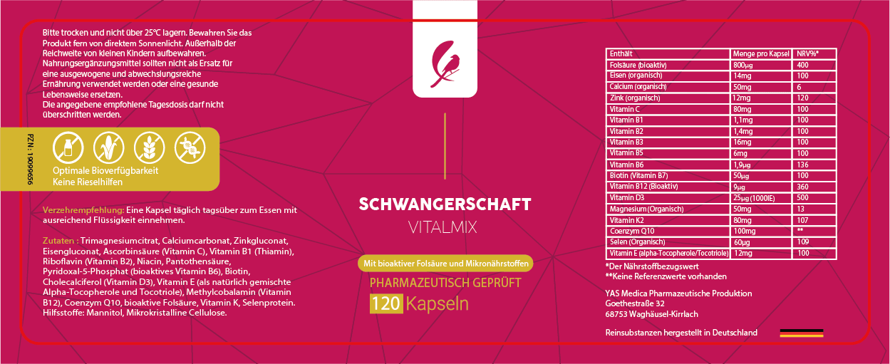 Schwangerschaft VitalMix - YAS Medica Pharmazeutische Produktion