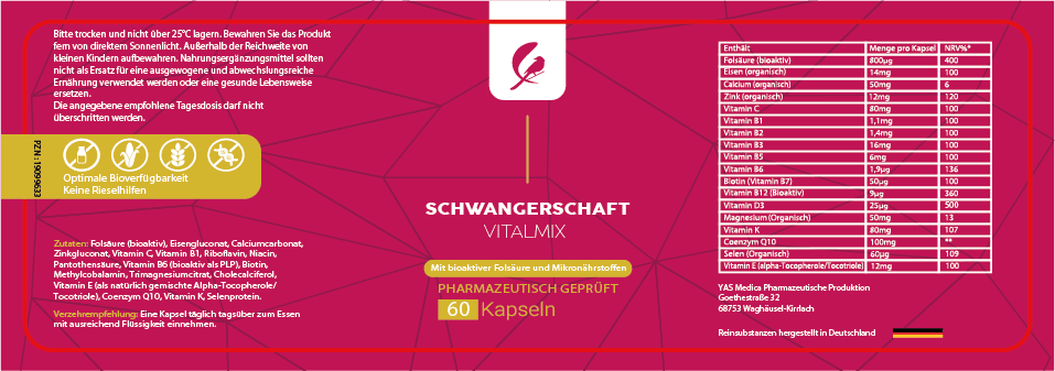 Schwangerschaft VitalMix - YAS Medica Pharmazeutische Produktion