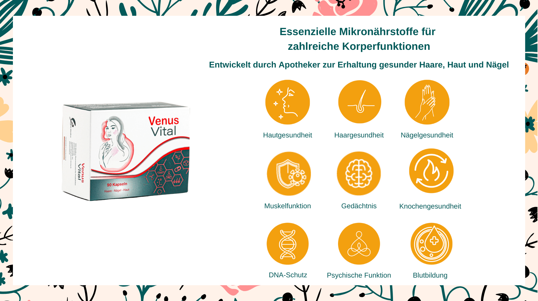 Vorteile von Venus Vital Vitaminkomplex für die Gesundheit. gegen Haarausfall, reinsubstanz Nahrungsergänzungsmittel, Mikronährstoffe für gesunde Haare gesunde Haut und gesunde Nägel, geprüfte Qualität, Vitaminkomplex mit vielen Vorteilen für die Gesundheit. Mit organischem Zink, hochdosiertes Zink und Folsäure. Hochdosiertes Biotin. Folsäure Haarausfall, Biotin gegen Haarausfall, Zink gegen Haarausfall, organisches Zink für gesunde Haare Haut und Nägel. Vitaminkomplex gegen Haarauffall